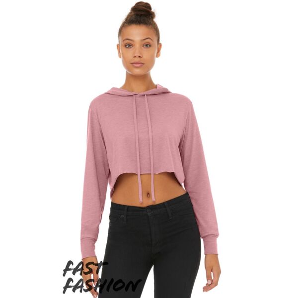 Women’s Triblend Crop Long Sleeve Hoodie Tee Thumbnail